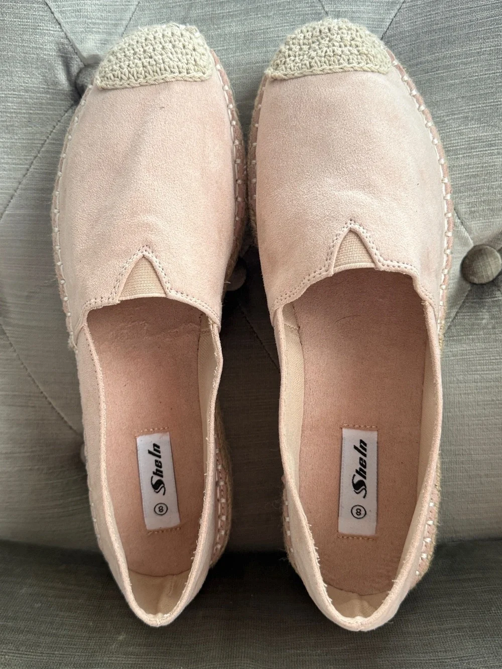 Pink Espadrille Platform Loafers Slip On Flats Size 8
